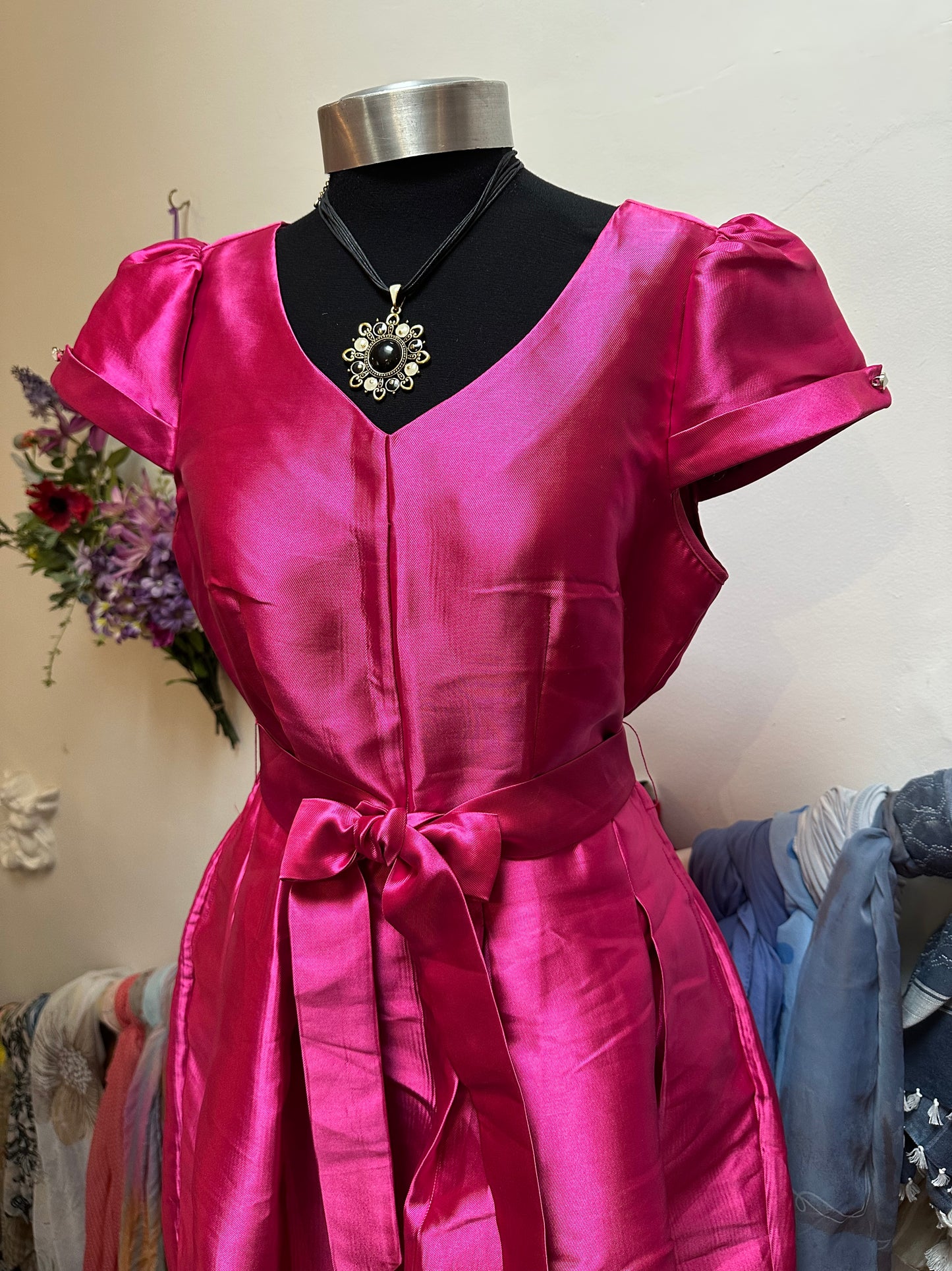 Designer Renata Stunning Hot Pink Dress Size 14 but small fitting
