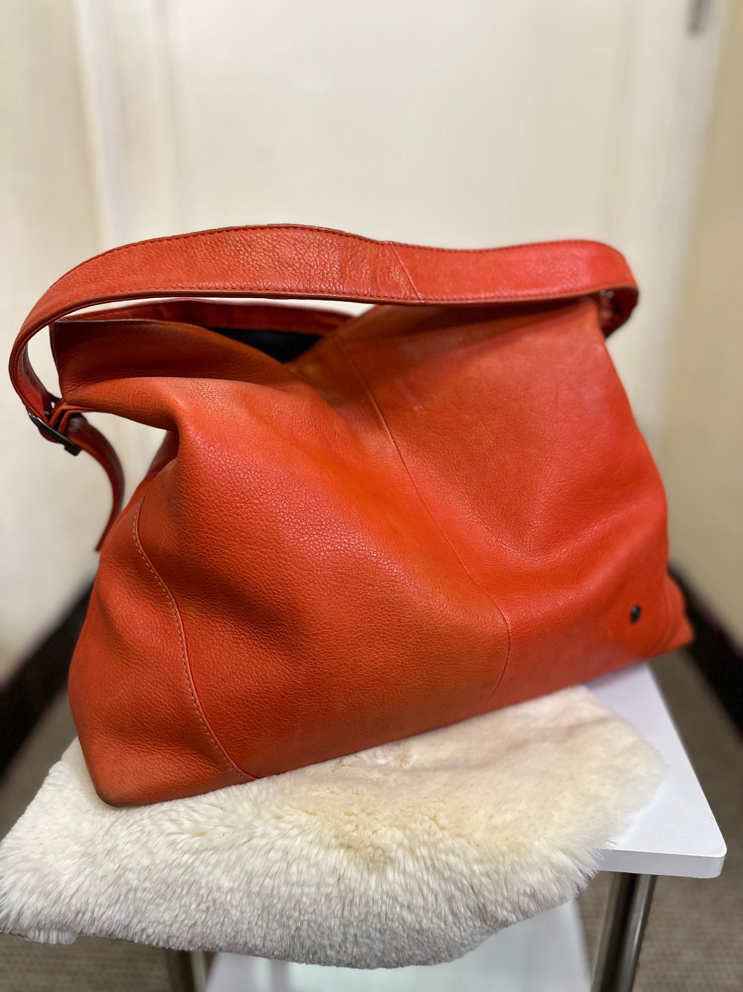 Designer Yoshi Real Leather Orange Bag Some signs or wear but will look great after a good polish