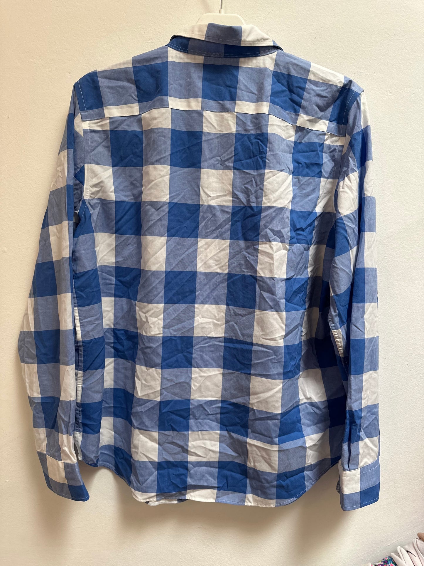 Chaps Blue Checkered Shirt, Boys Size L (approximately age 13-14), 100% Cotton