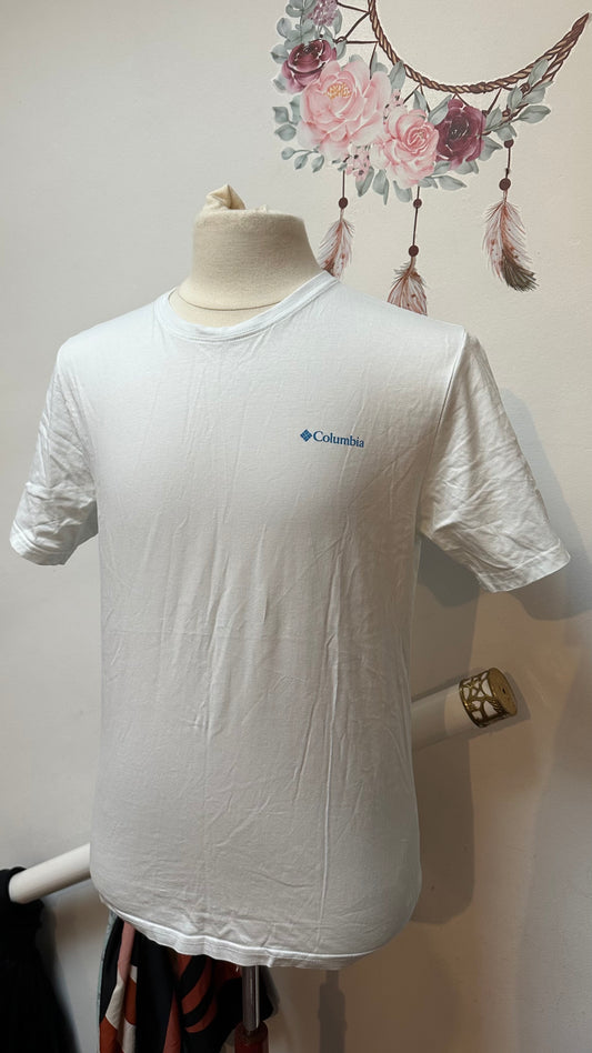 Columbia White Tshirt Size M 100% Cotton