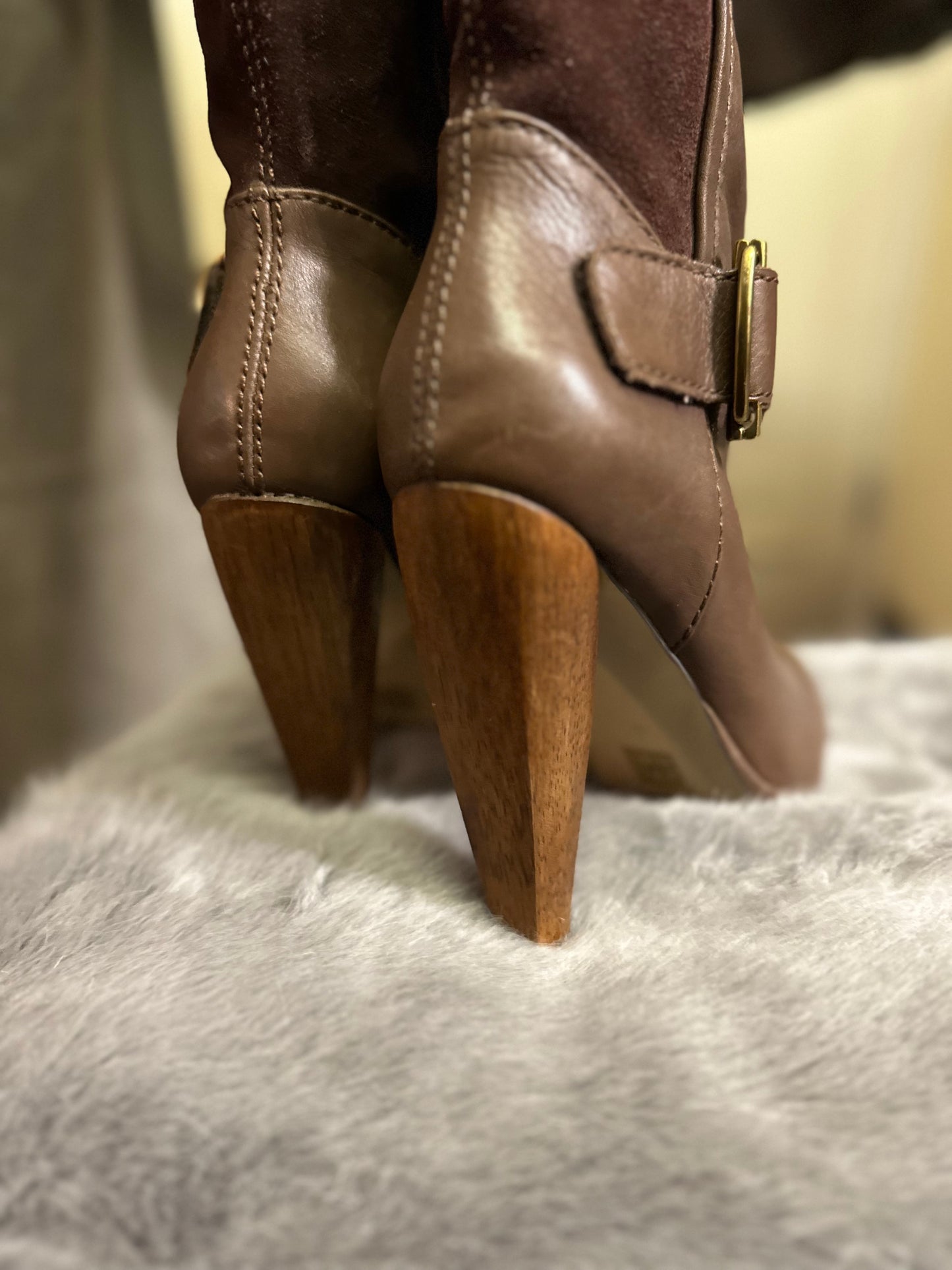 Stunning French Connection Real Leather & Suede Long Boots As New Size 6.5 RRP £200!!