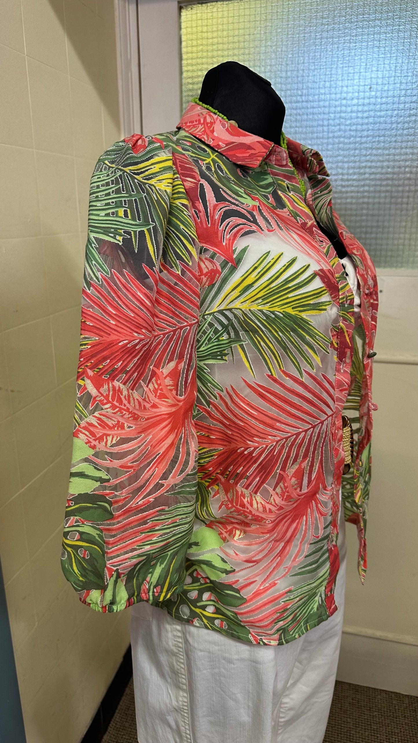 Jungle Semi-Sheer Blouse Best Fit Size S