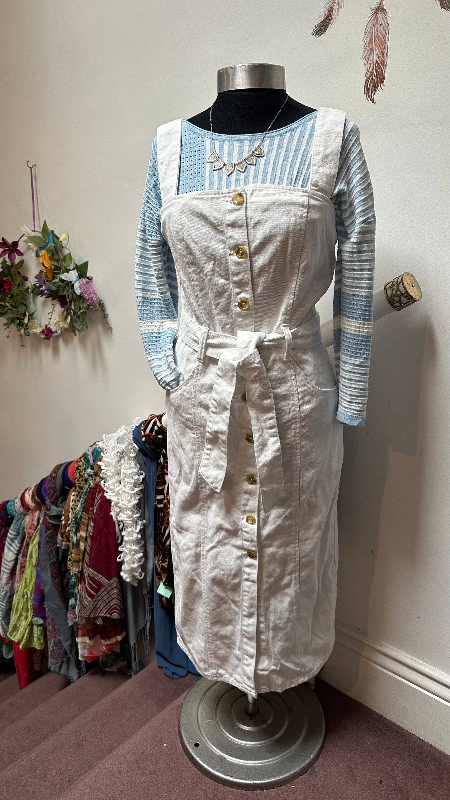 Denim Co 100% Cotton White Denim Dress Size 10