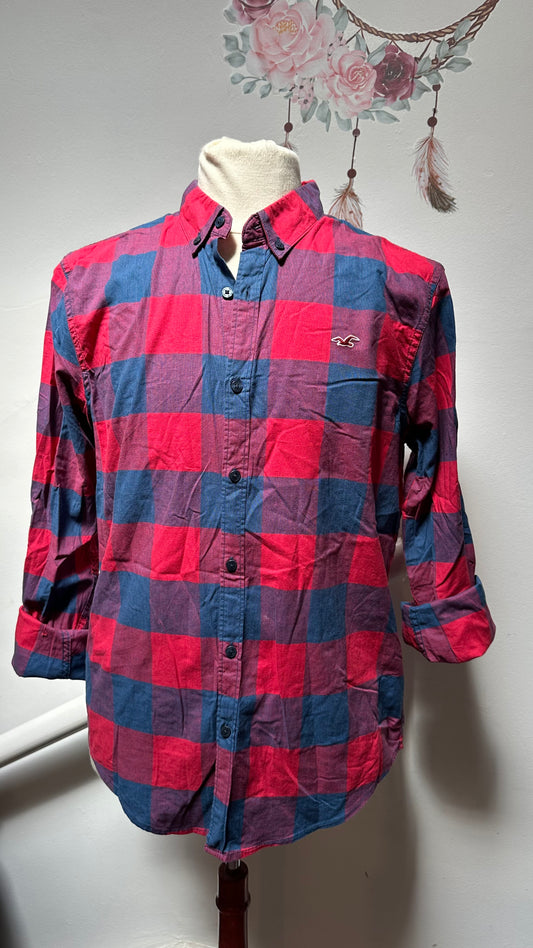 Hollister Red Check Shirt 98% Cotton 2% Elastan Size M