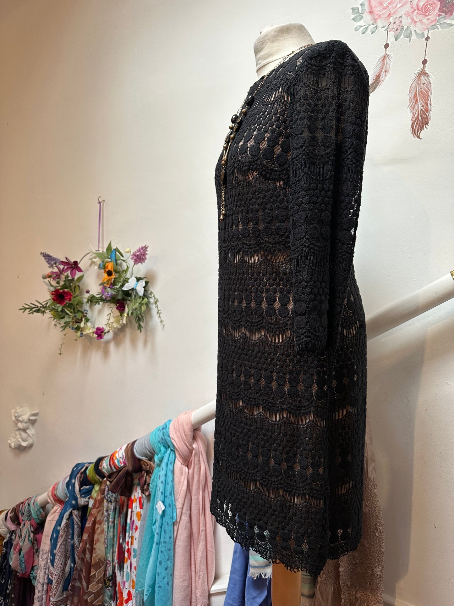 Designer Jessica Howard Lace Overlay Shift Dress Size 12