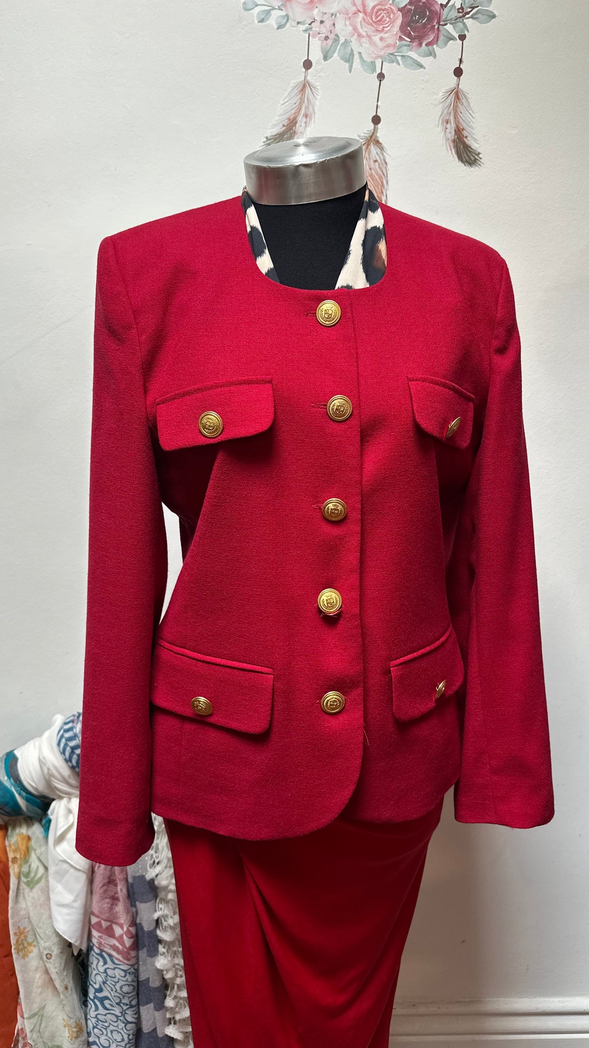Stunning 100% Wool Red Jacket Size 10