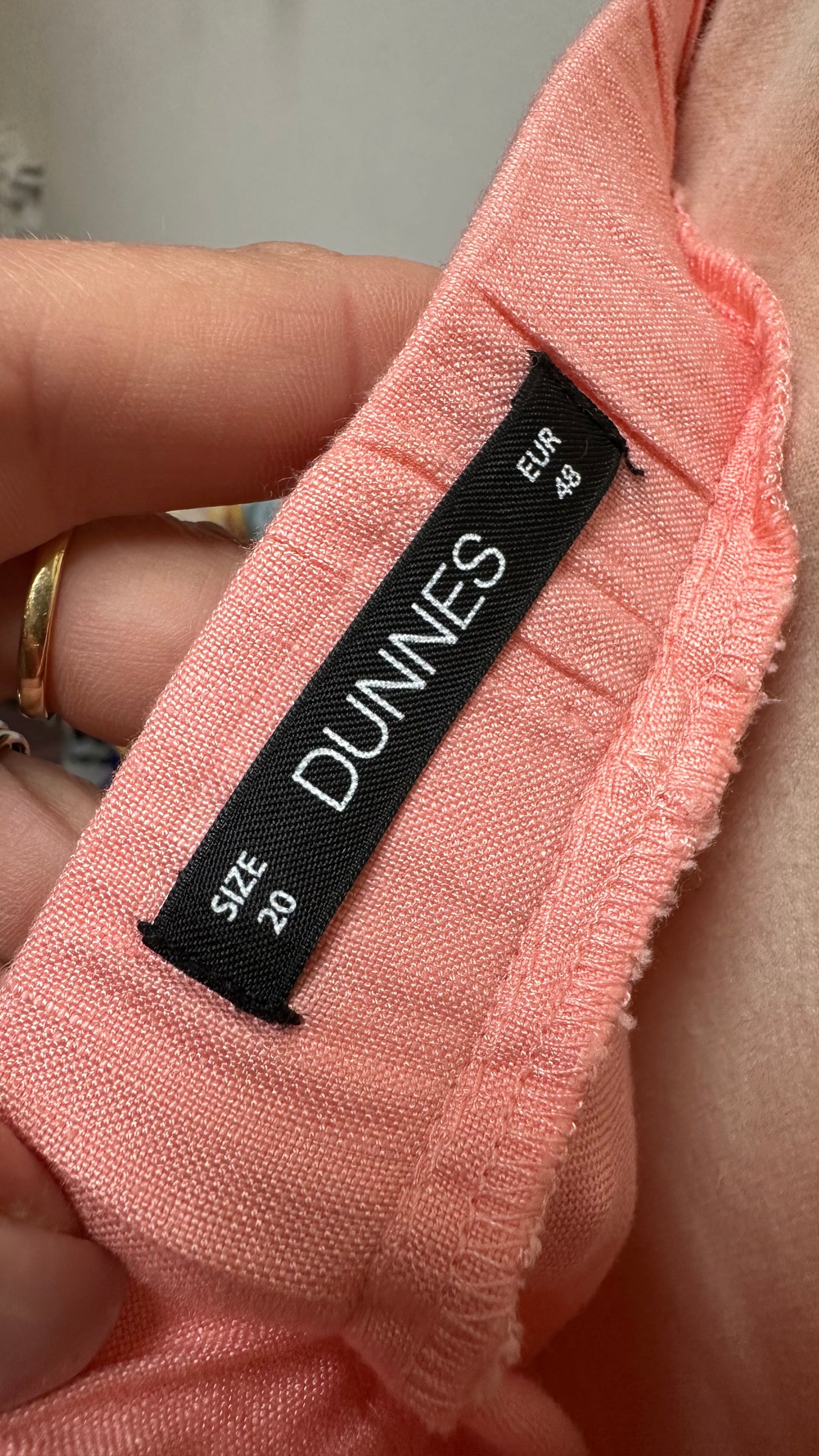 Dunnes Peach Trousers 55% Linen Trousers Size 20