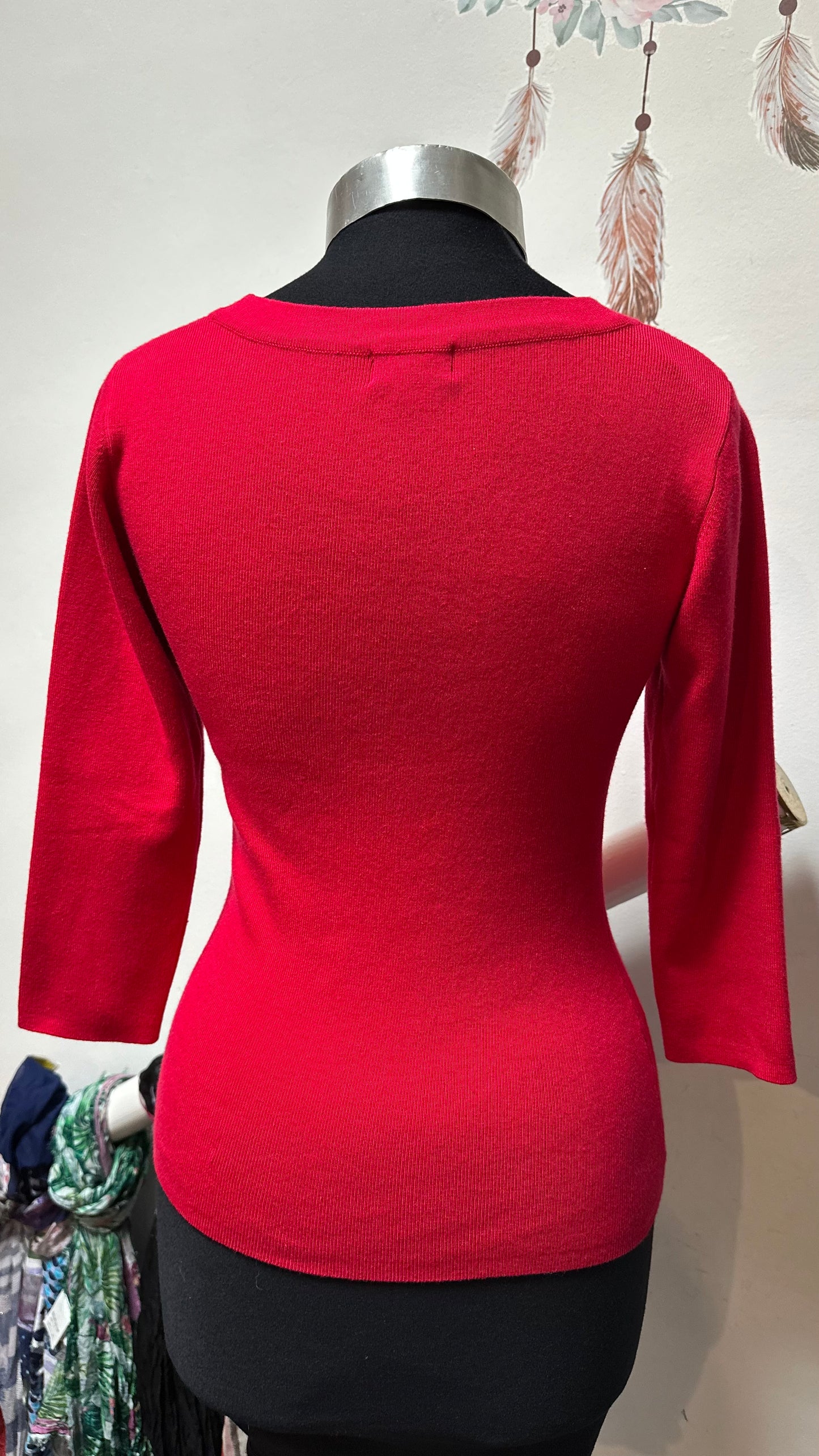 Mixin Red 3/4 Sleeve Sweater Lovely Quality Best Fit Size 10