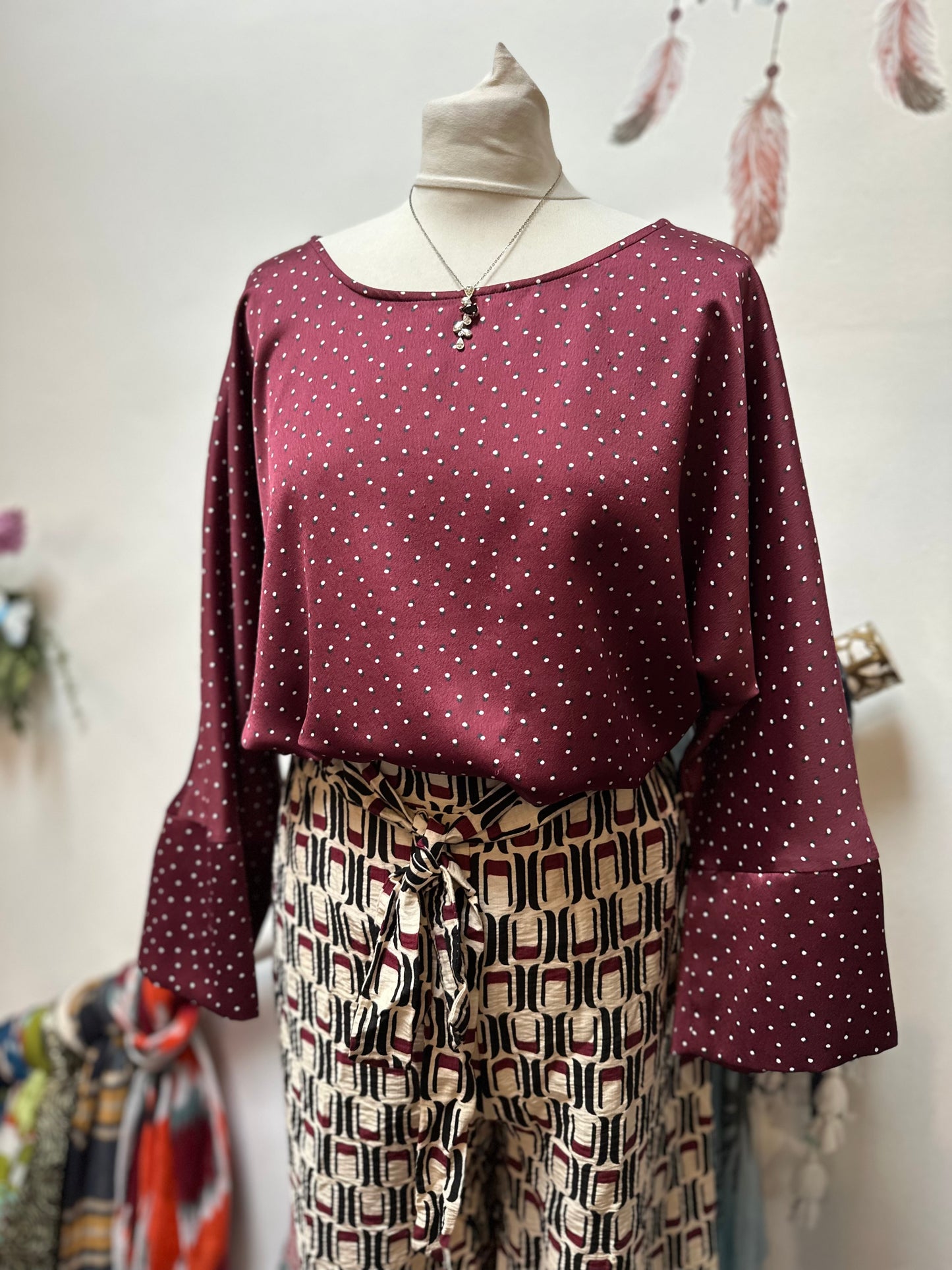 Gallery Burgundy Satin-like Top Size 20