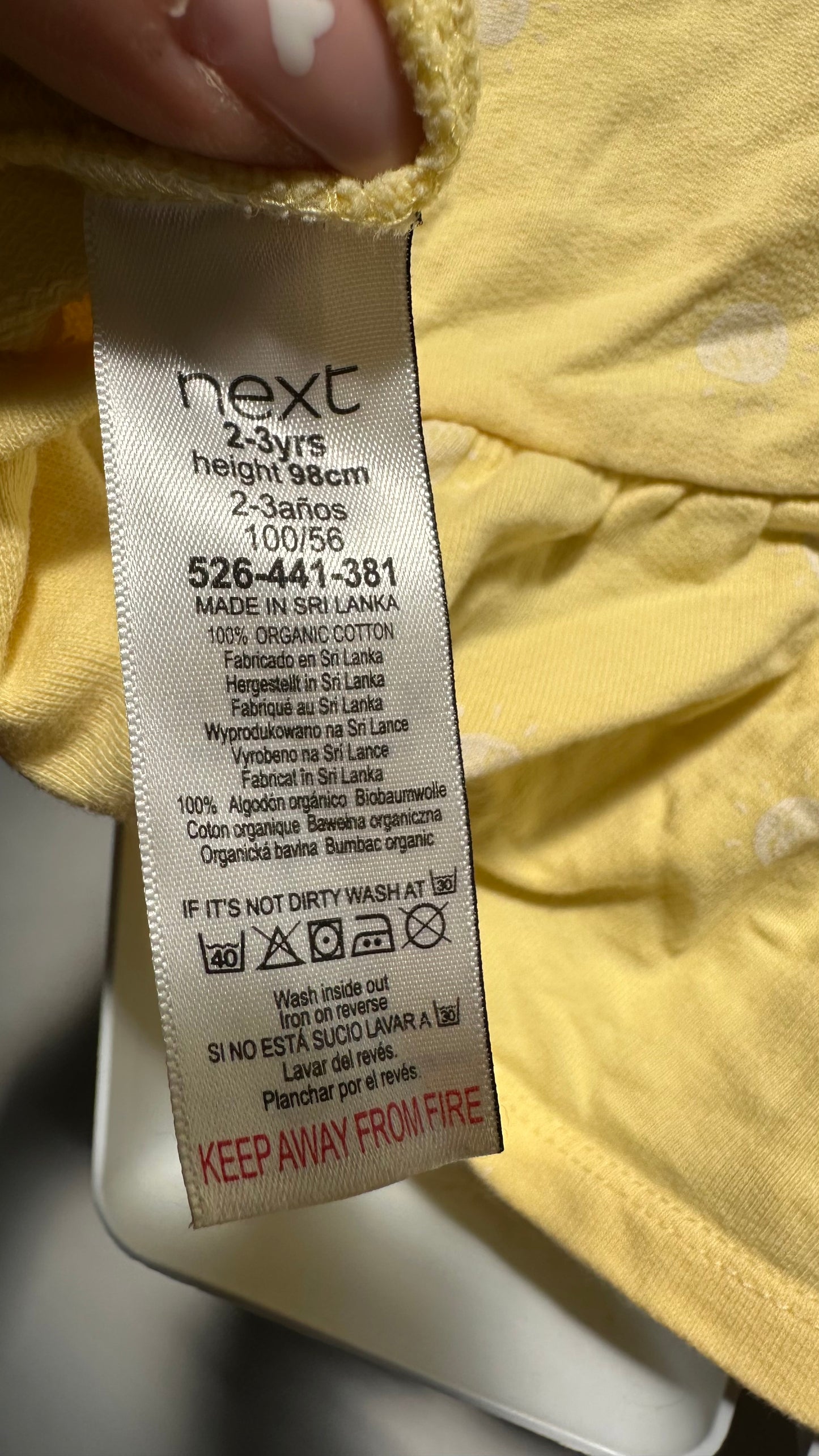 Next Yellow Sweater Dress Age 2-3 100% Organic Cotton