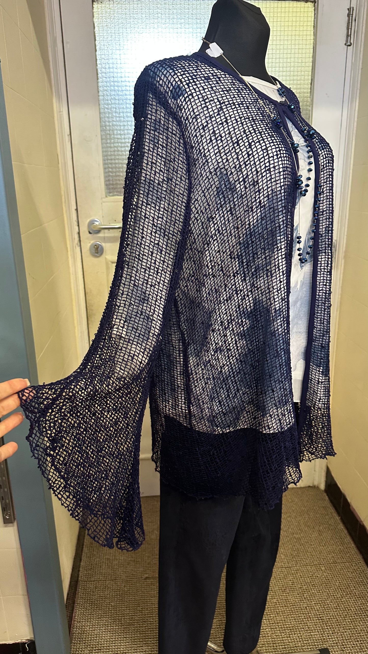 Elvi Navy Mesh Cardigan Best Fit Size L/XL