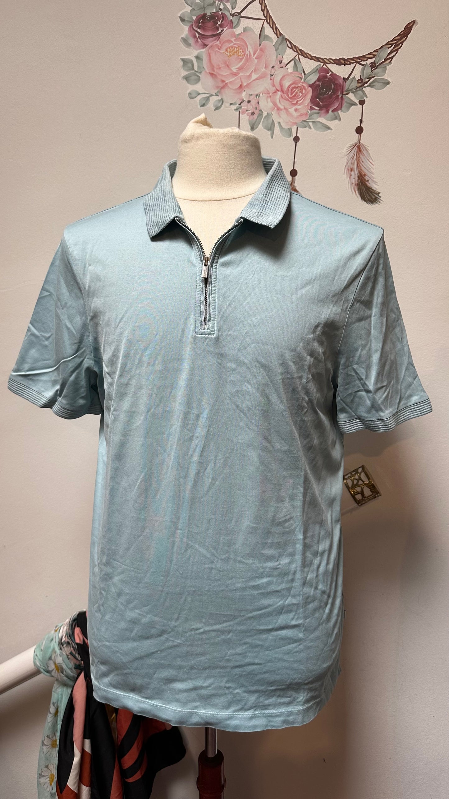 Autograph Pale Blue Polo Shirt 100% Cotton Size L