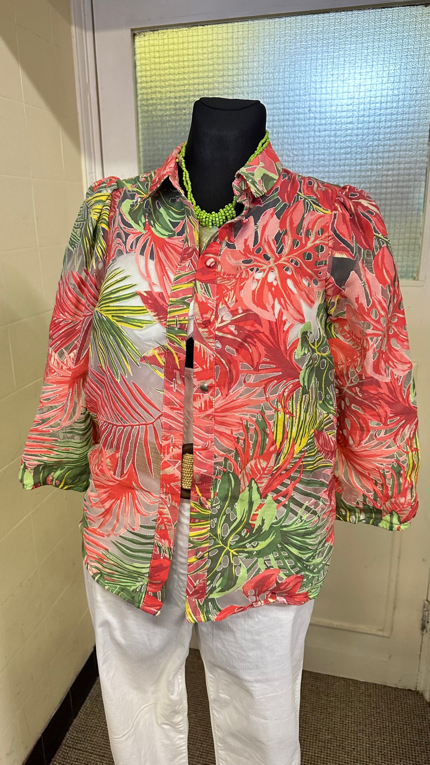 Jungle Semi-Sheer Blouse Best Fit Size S