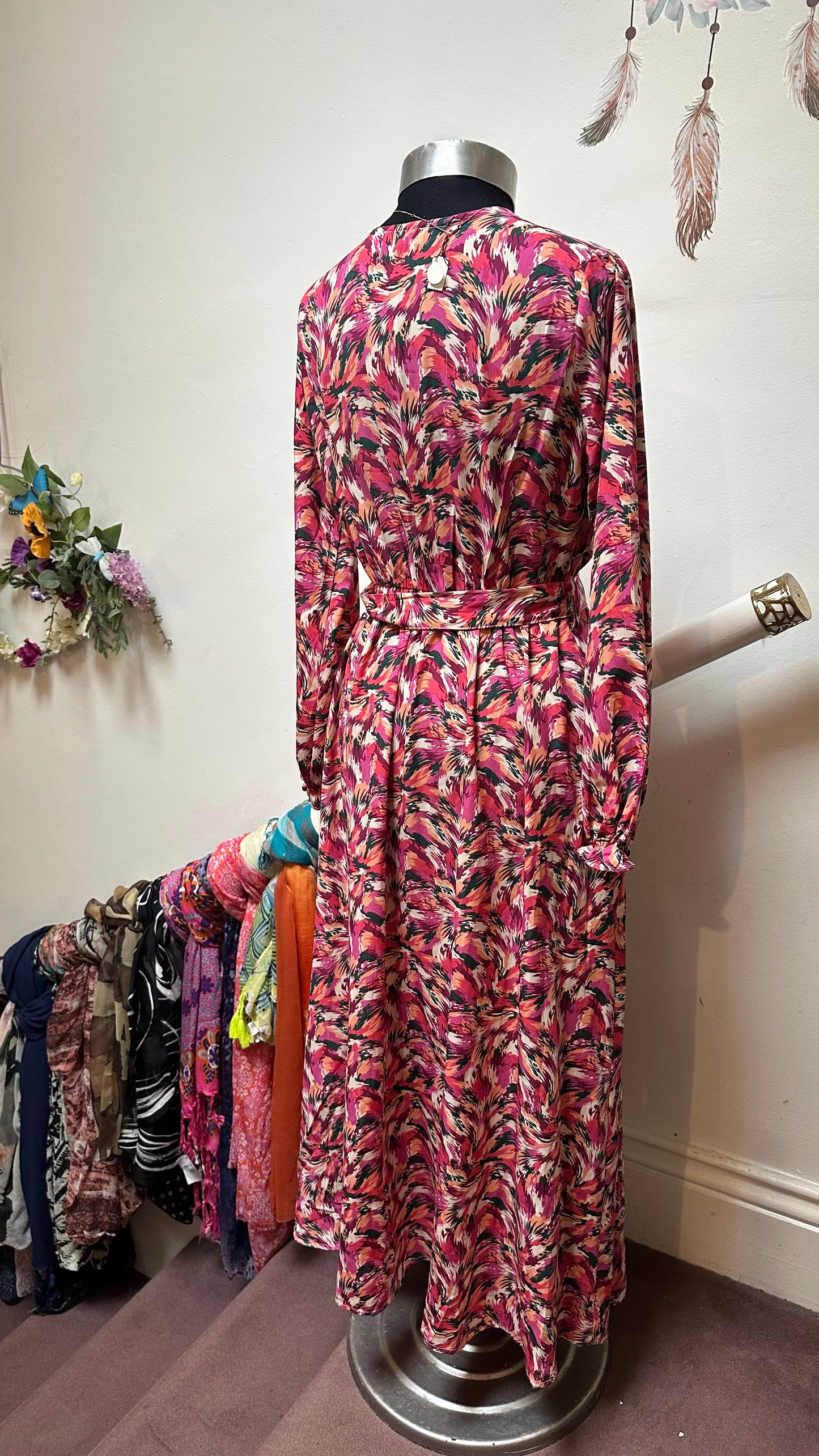 Emi-Jo Pink Belted Maxi Dress Size S