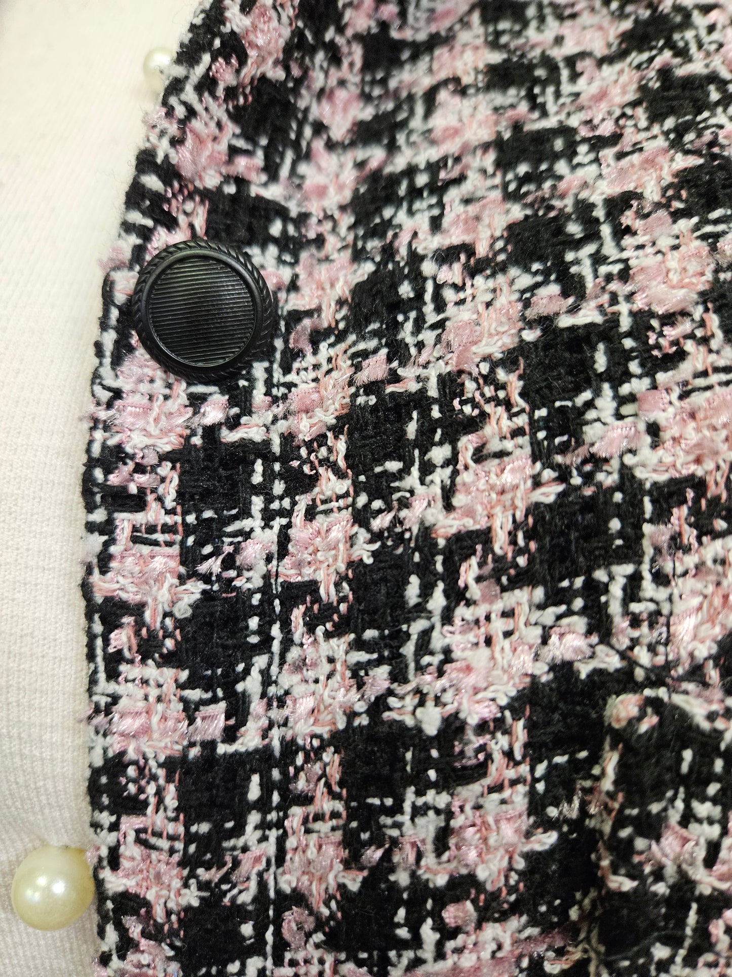 Primark, pink and black check, raw edges jacket, size 12