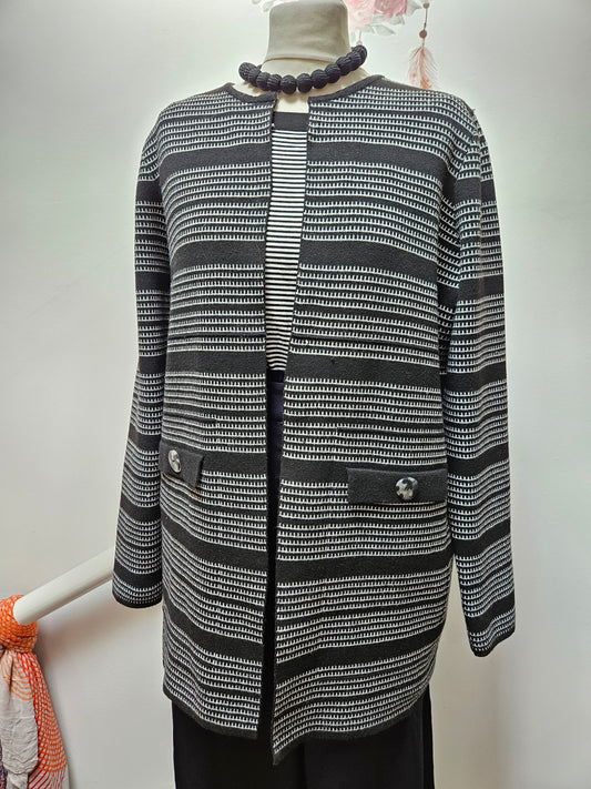 Papaya,black/white stripes blazer size 16