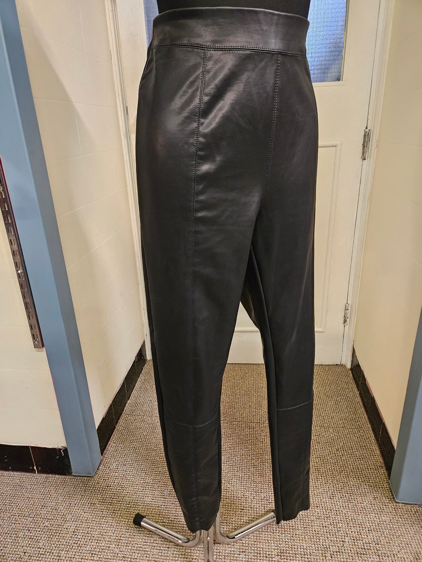 TopShop Tall, faux leather,black trousers with elastic band, size 16