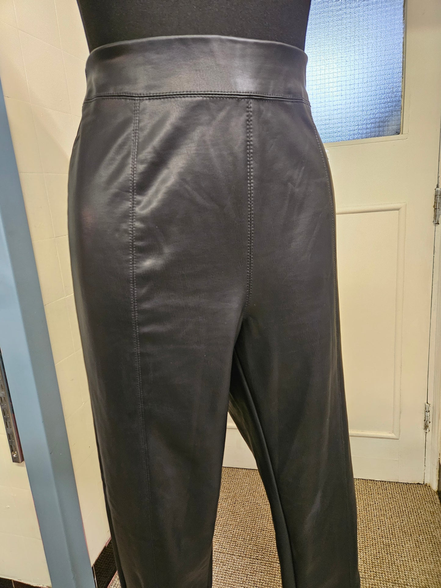 TopShop Tall, faux leather,black trousers with elastic band, size 16