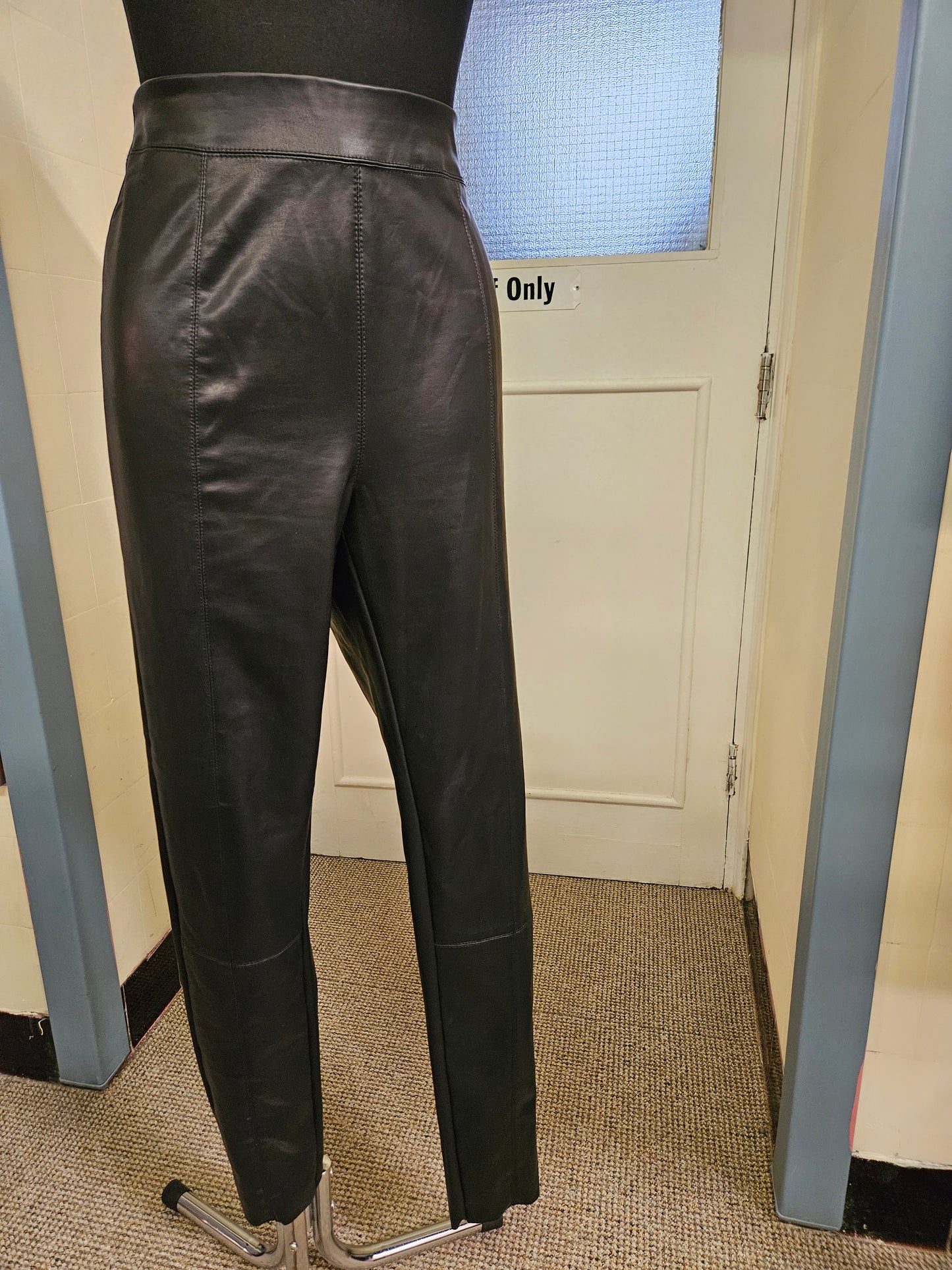 TopShop Tall, faux leather,black trousers with elastic band, size 16