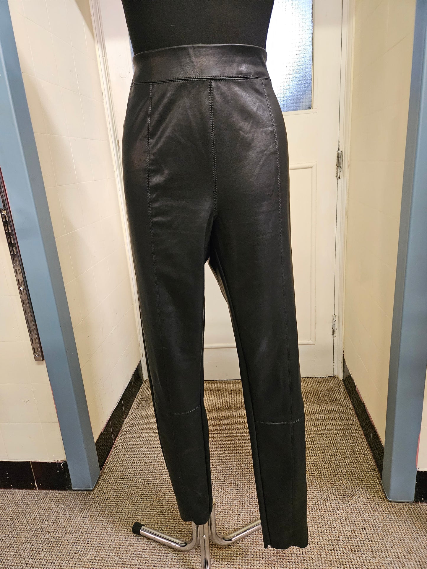 TopShop Tall, faux leather,black trousers with elastic band, size 16