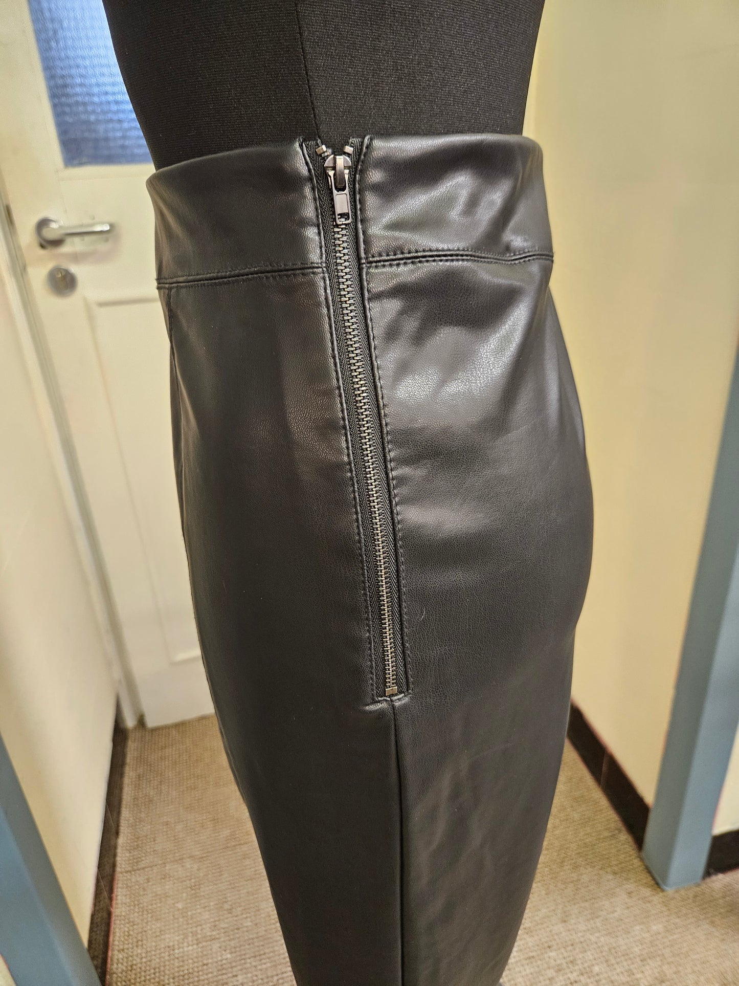 TopShop Tall, faux leather,black trousers with elastic band, size 16