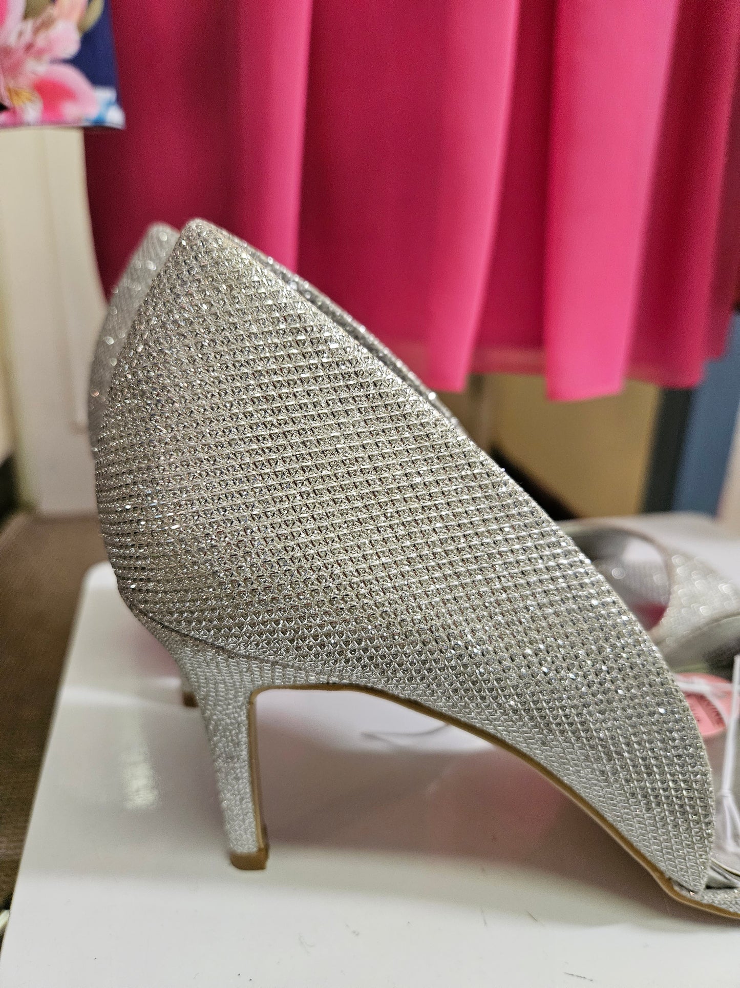 Atmosphere,silver,glittery heels,size 7