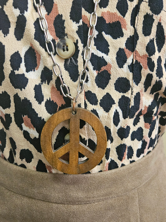 Wooden, peace sign necklace