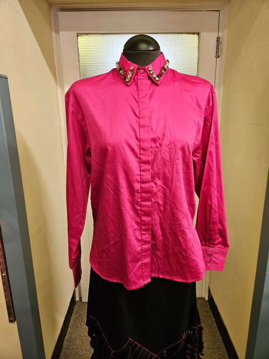 Primark,new bright pink shirt with crystals on the collar, size 10