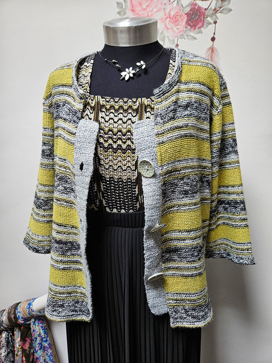 PerUna, mixed stripes cardigan, Size L