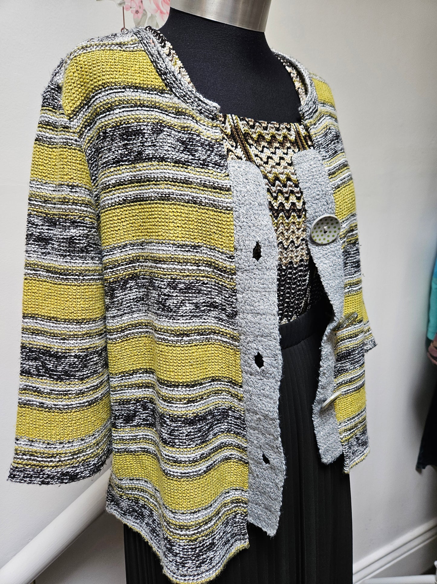 PerUna, mixed stripes cardigan, Size L