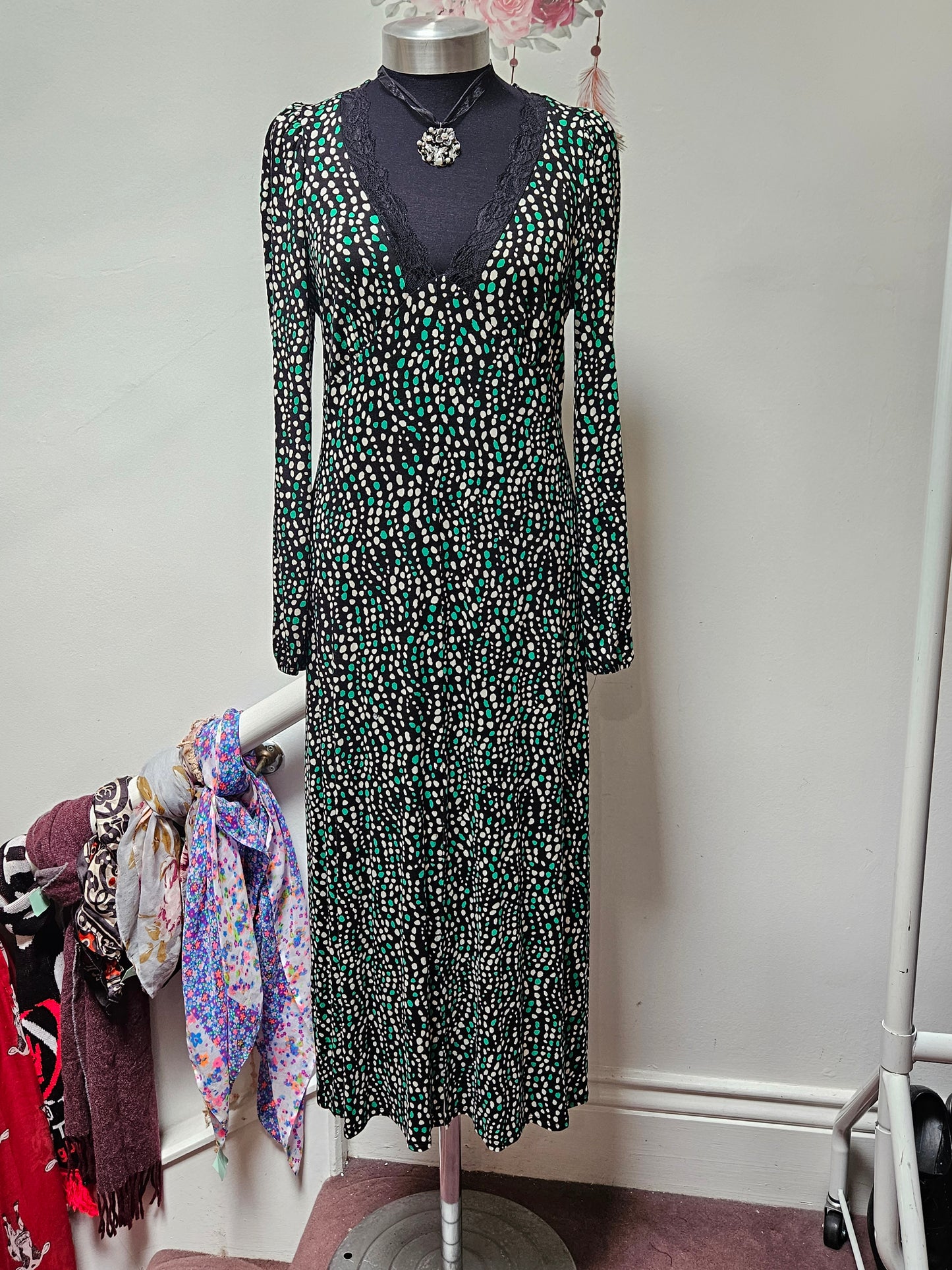 Dunnes, midaxi dress with lace detail, size 10