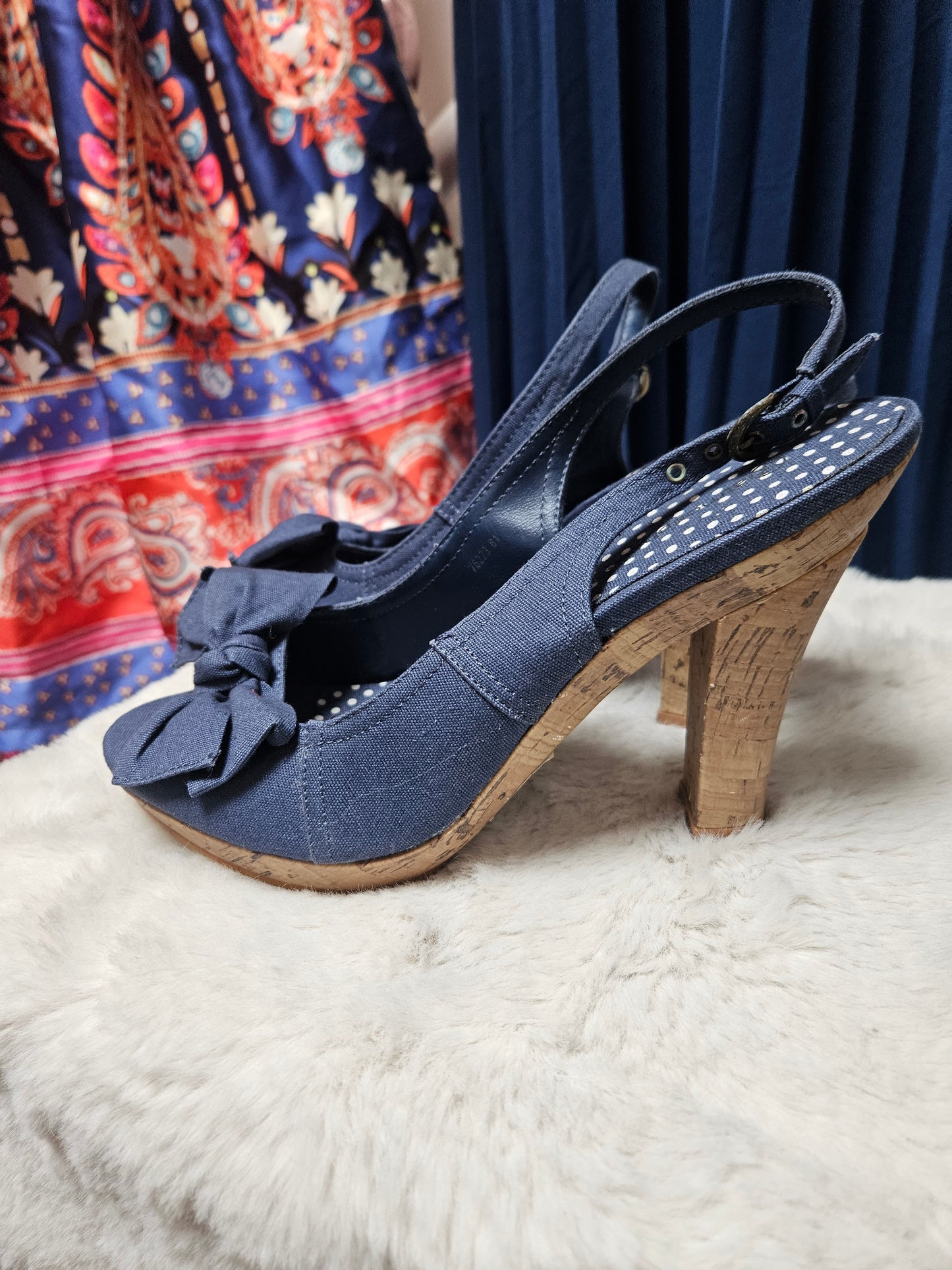 Primark,navy denim heels, size 6