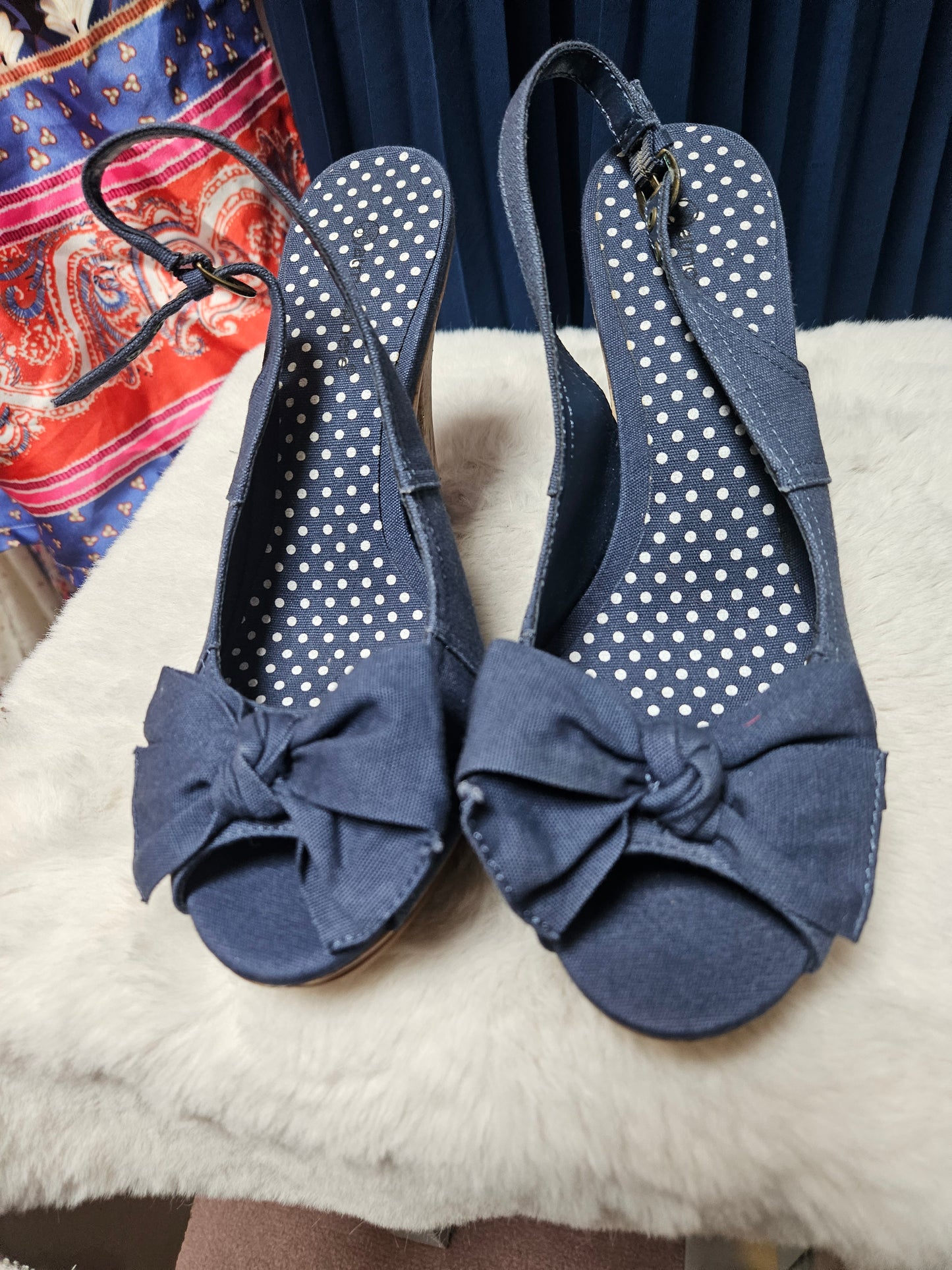 Primark,navy denim heels, size 6