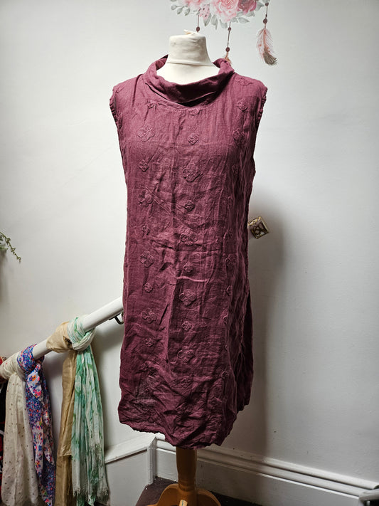 Made in Italy, 100% linen dress with pockets, size L