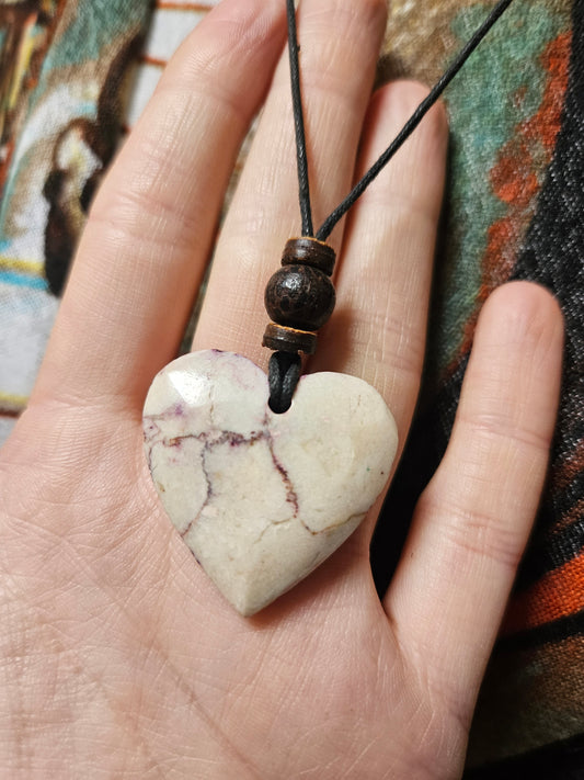 Natural stone, heart necklace