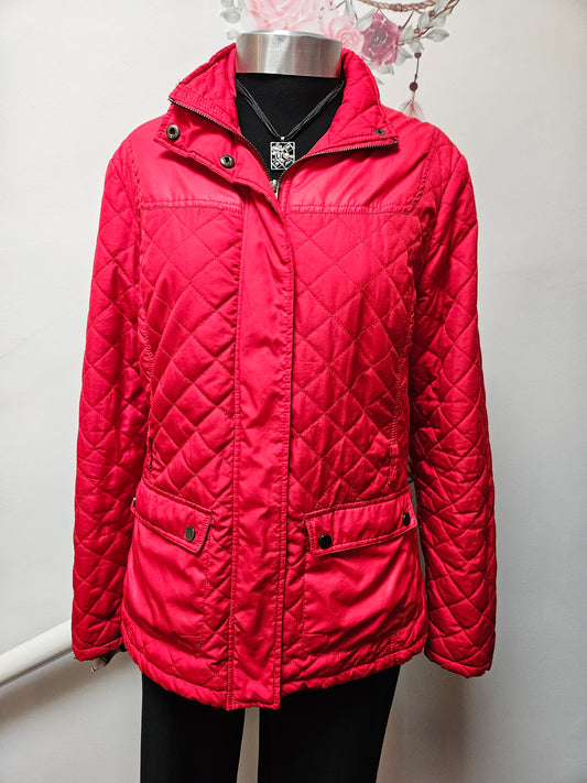 Peppercorn, red quilted jacket, size L