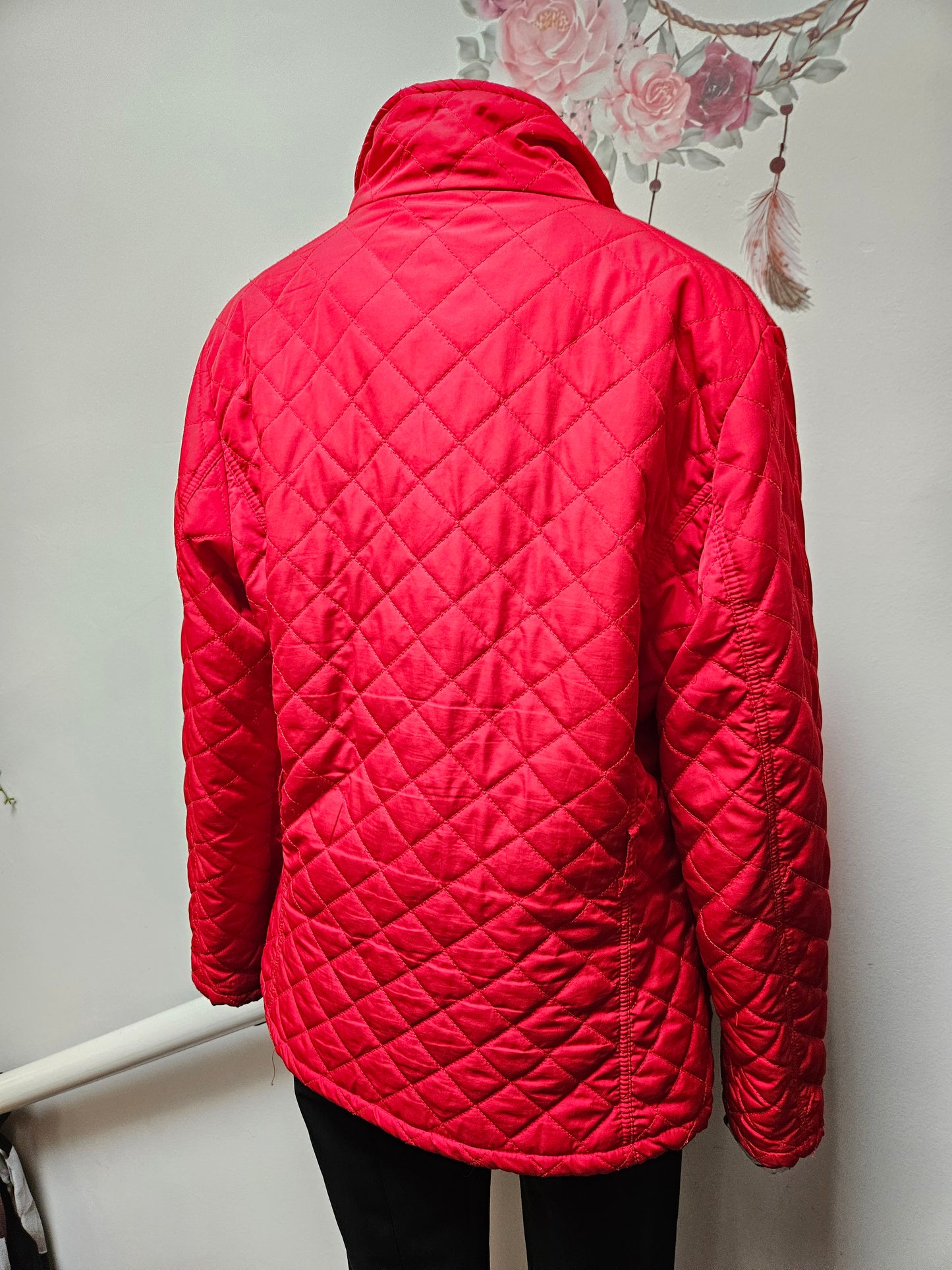 Peppercorn, red quilted jacket, size L