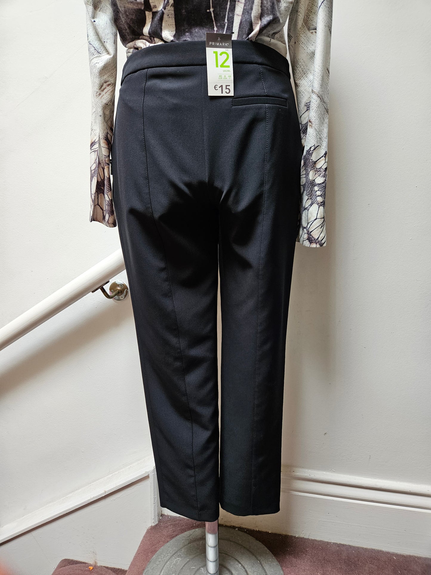 Primark, black trousers with zip up pockets, size 12, new