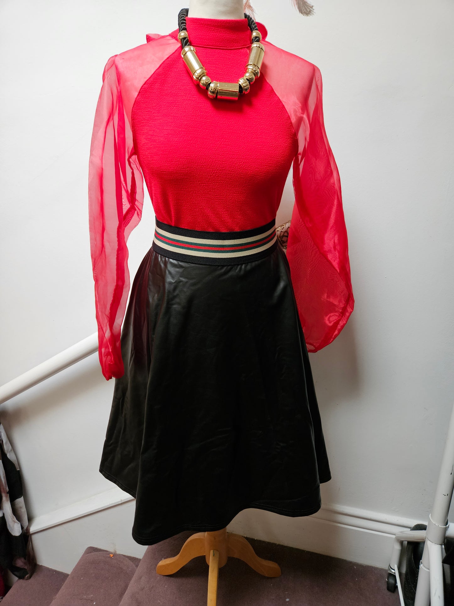 Pieces, new red top with bow at the back, size S