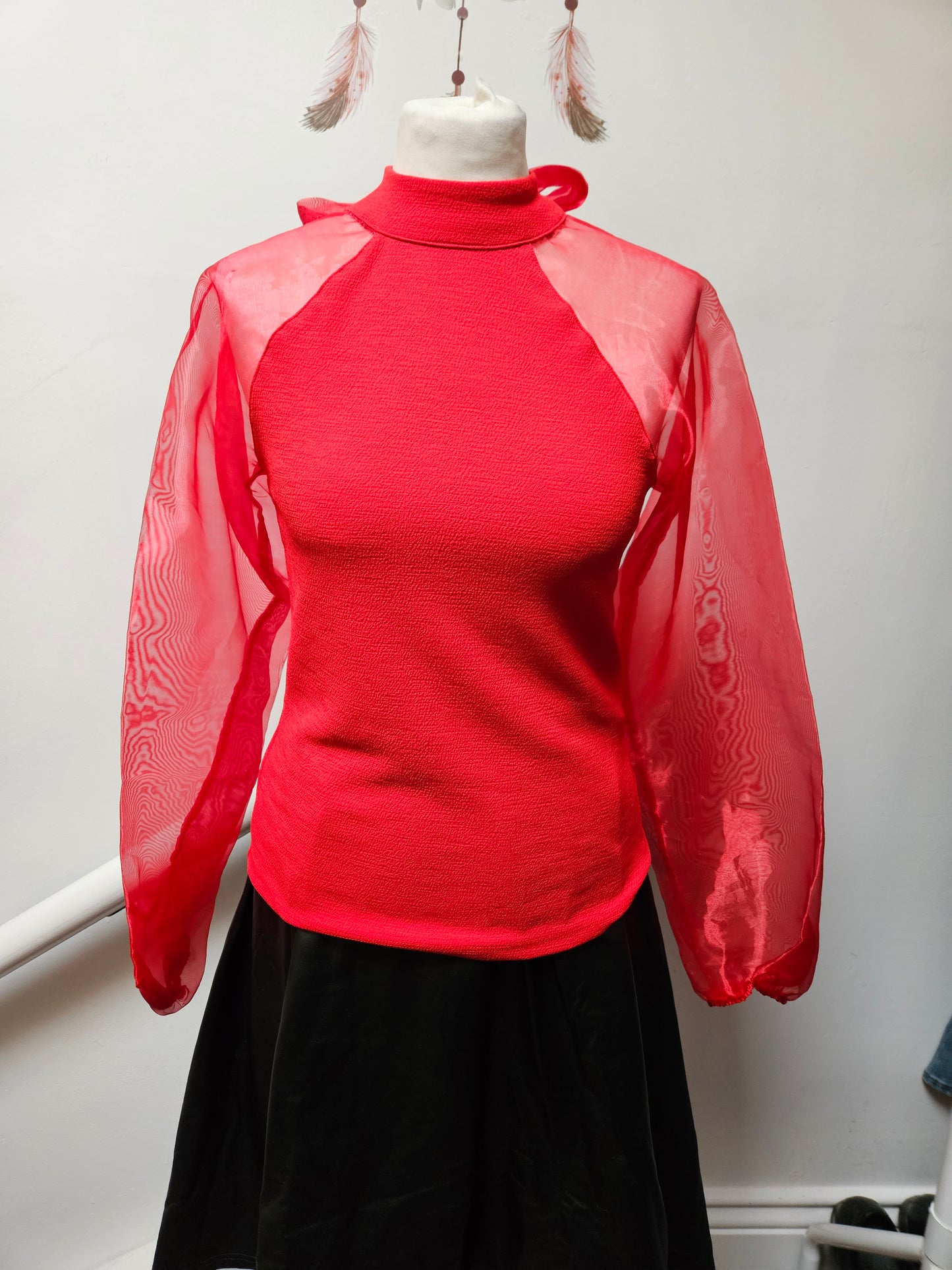 Pieces, new red top with bow at the back, size S