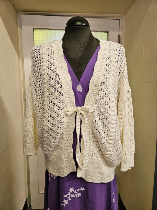 Gallery, 100% cotton,off white knitted cardigan,Size L