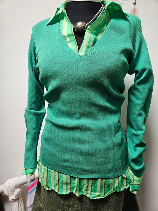 Savida,green V neck jumper, size XS