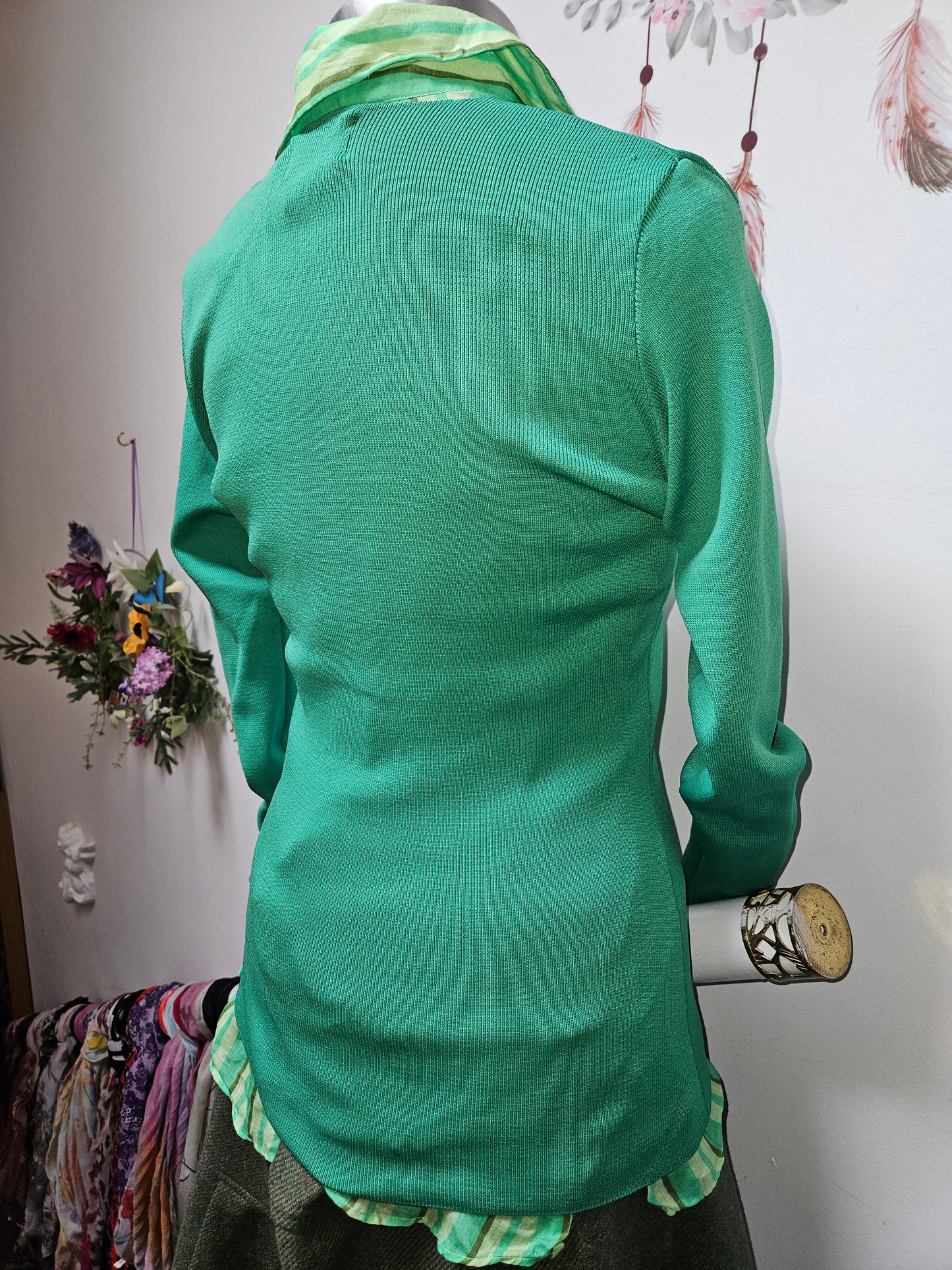 Savida,green V neck jumper, size XS