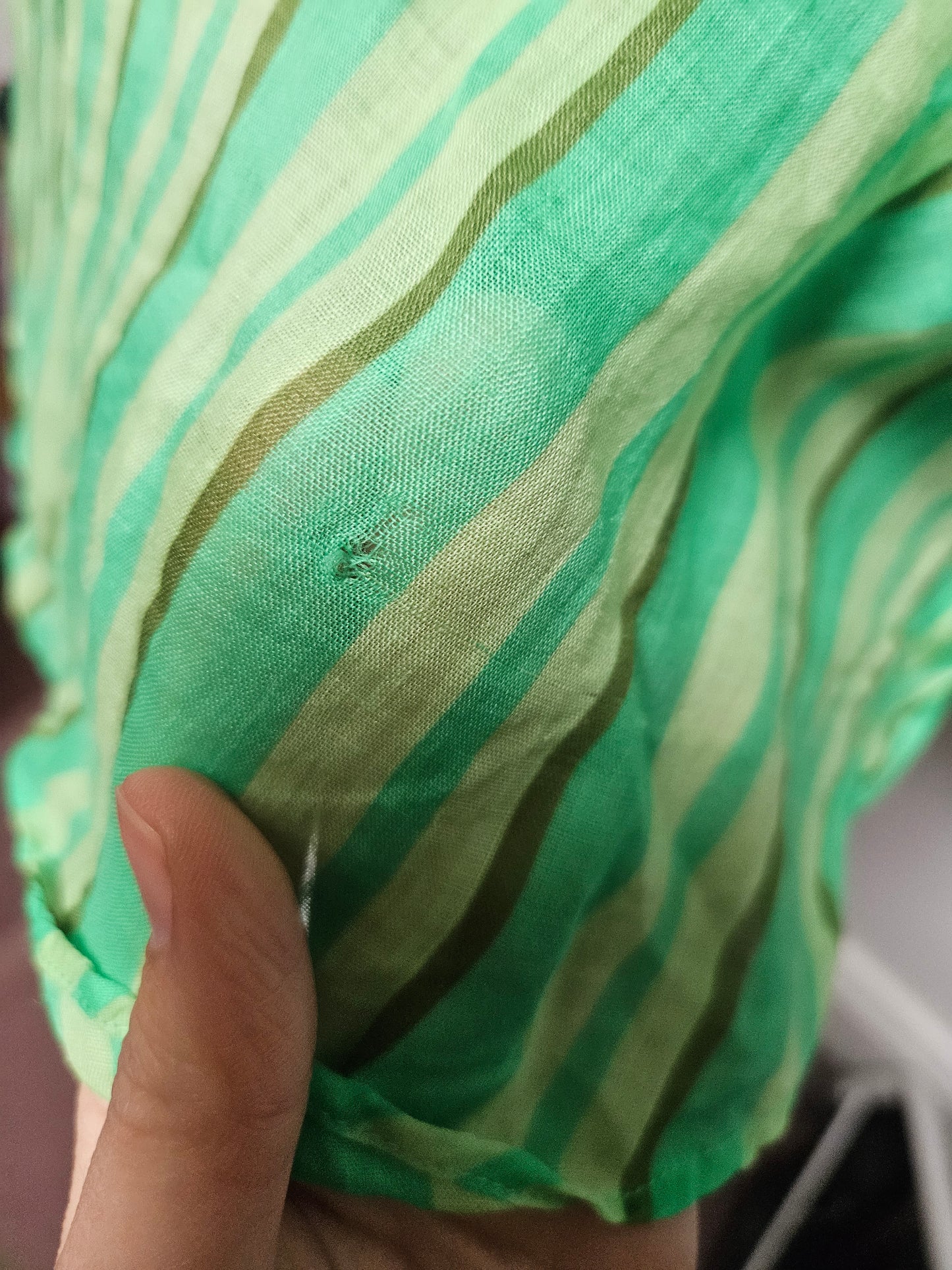 MassimoDutti green stripes shirt, small defect (check photos), size 10