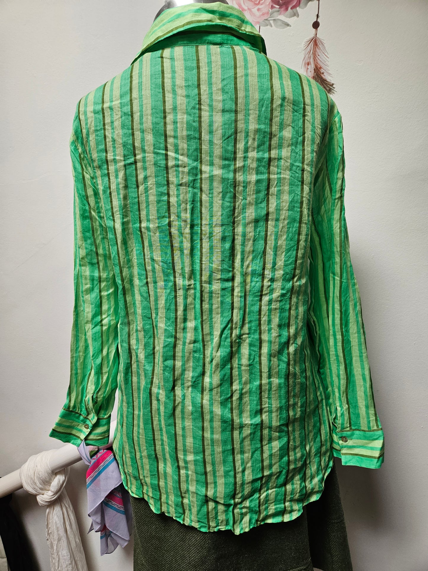 MassimoDutti green stripes shirt, small defect (check photos), size 10