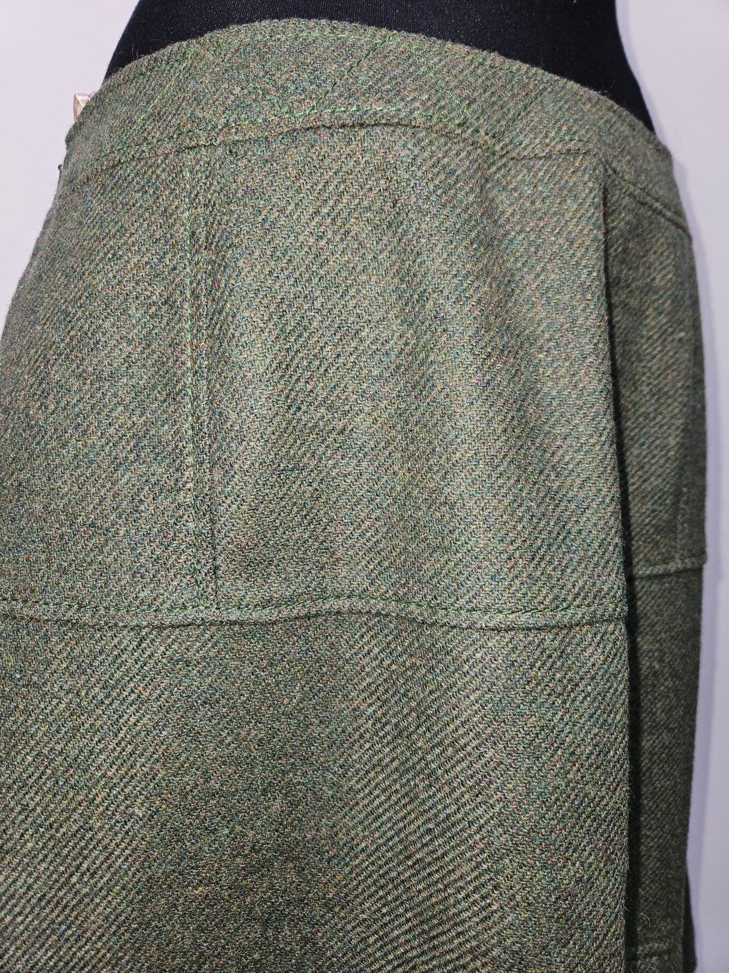 Whistles,  60 % virgin wool,16% mohair, khaki skirt with buttons, size 14