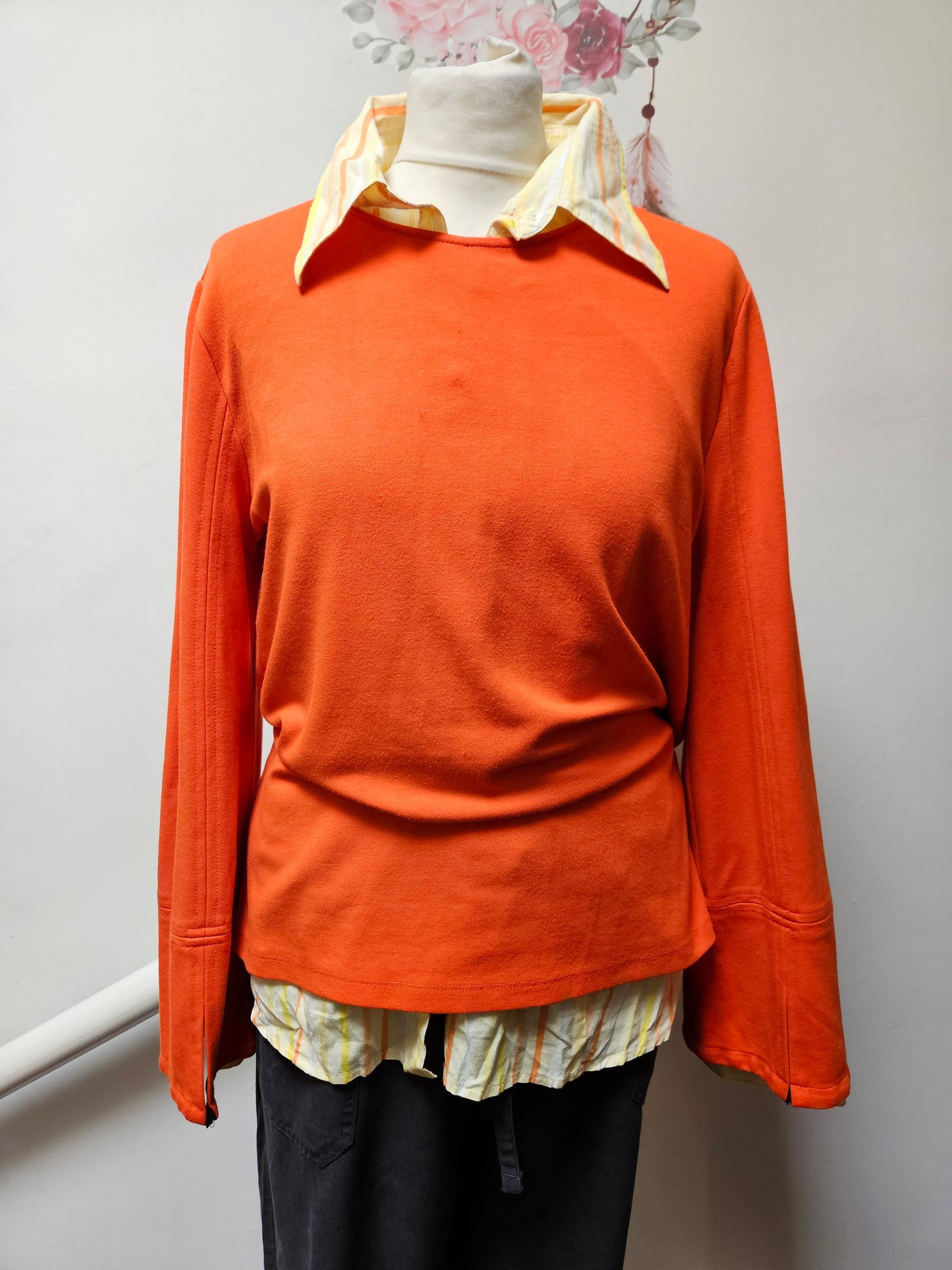 Warehouse, orange sweatshirt/blouse,size 12