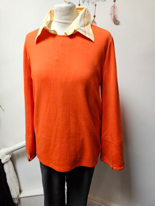 Warehouse, orange sweatshirt/blouse,size 12