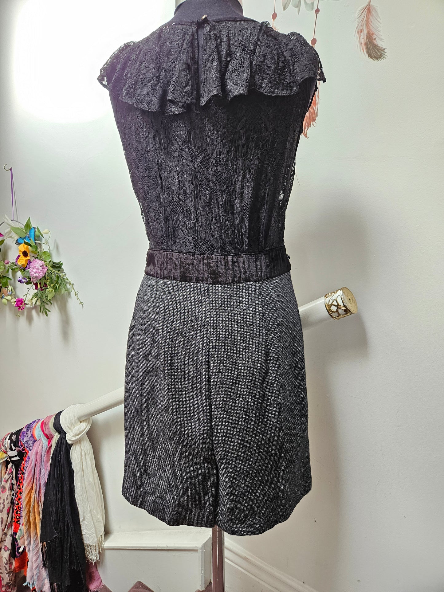 DERHY,designer dress, lace on top and wool at the bottom, size S