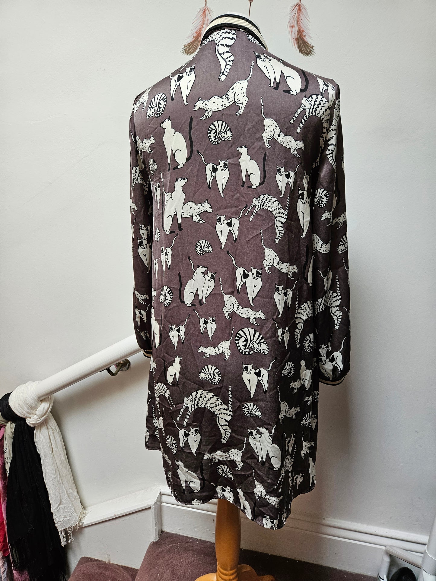 Zara, cat print shirt dress, size S